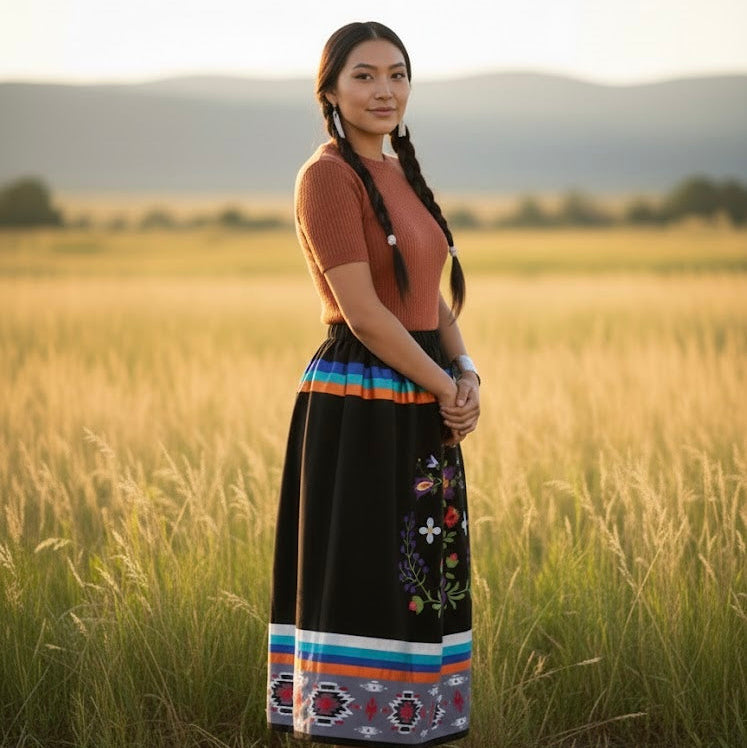 OLDTRIBES™ Black Floral Ribbon Skirt – OldTribes