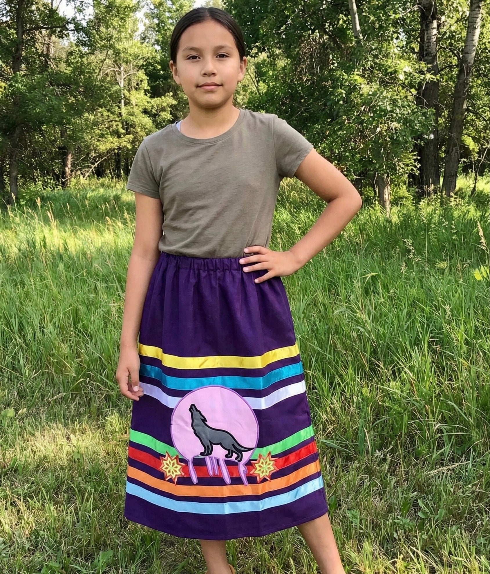 OLDTRIBES™ Youth Wolf Ribbon Skirt – OldTribes
