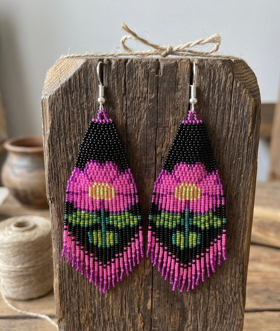 Flower Beaded Earrings