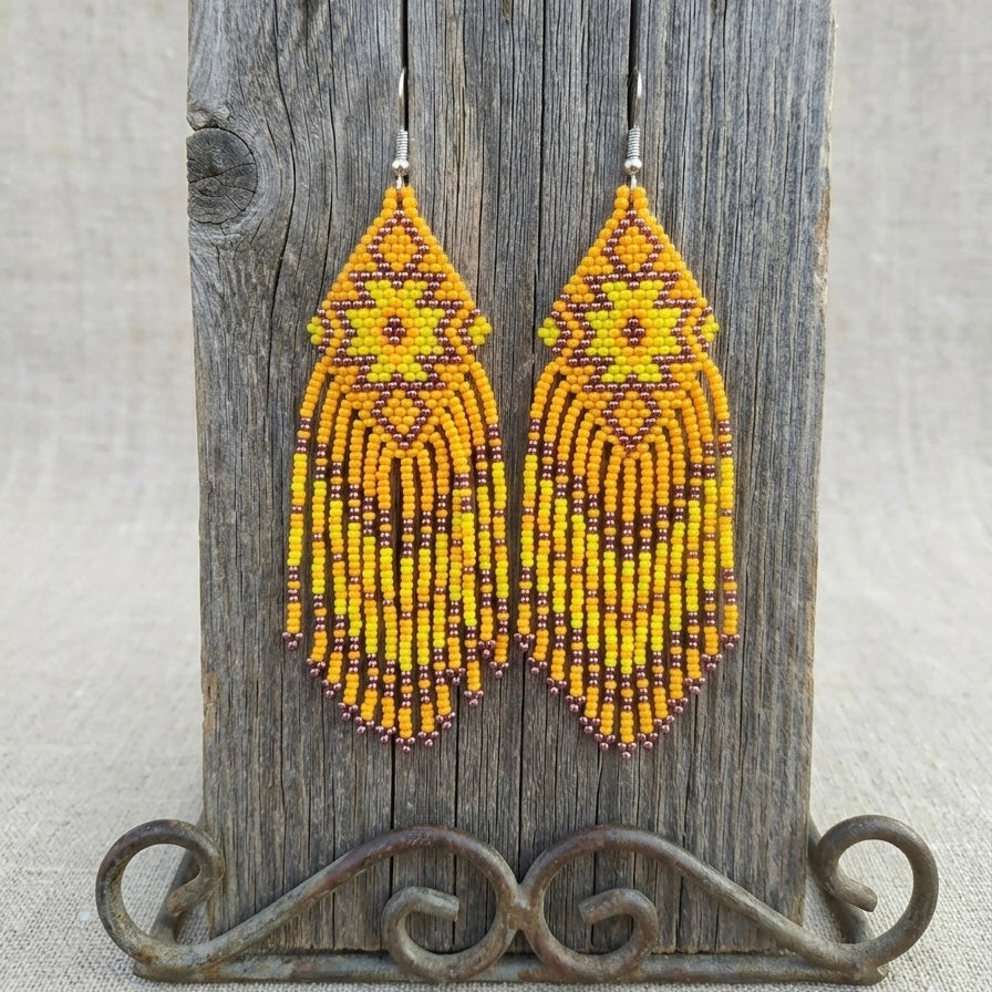 Fringe Bead Drop Earrings