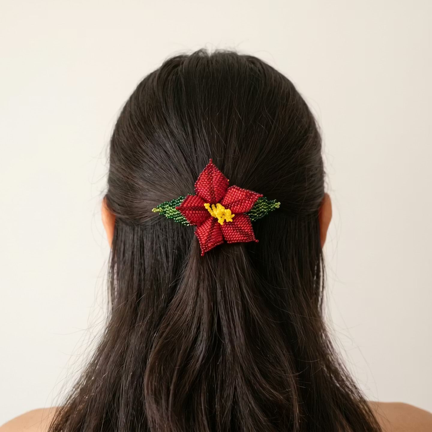 Ember Bloom Beaded Hair Barrette