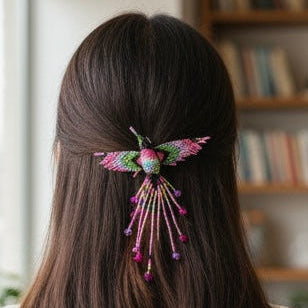 Hummingbird Barrette with Fringes