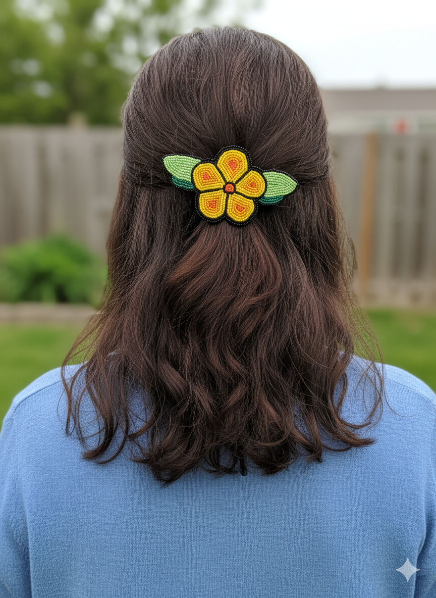 Beaded flower Barrette