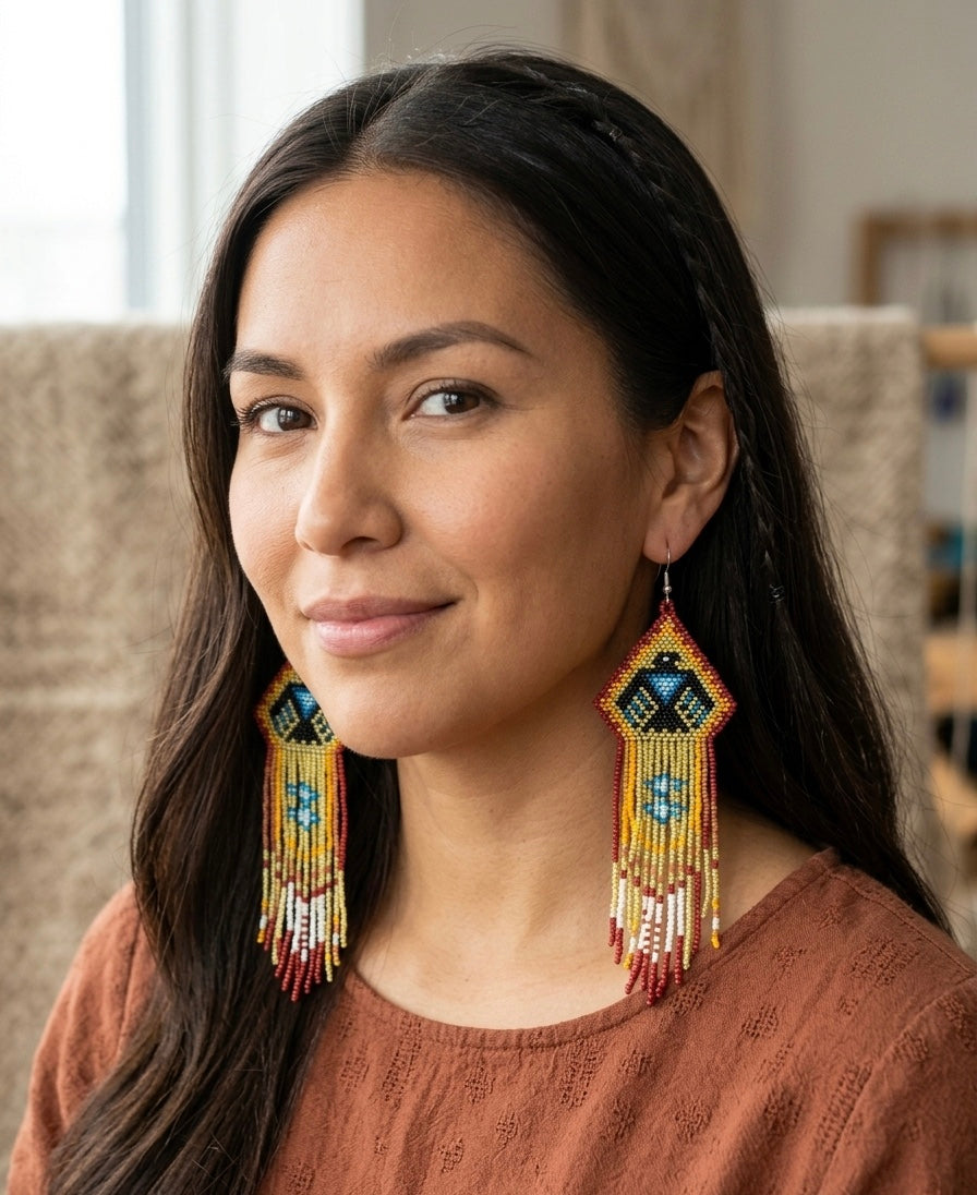 Beaded Thunderbird Earrings