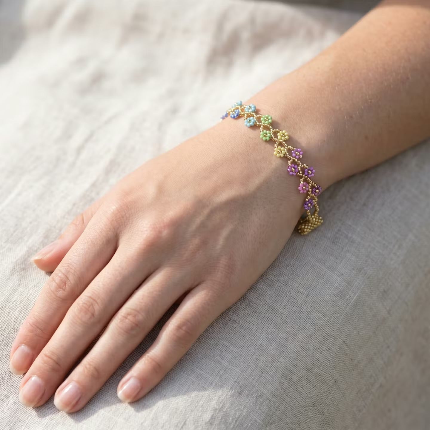 Handcrafted floral bracelet