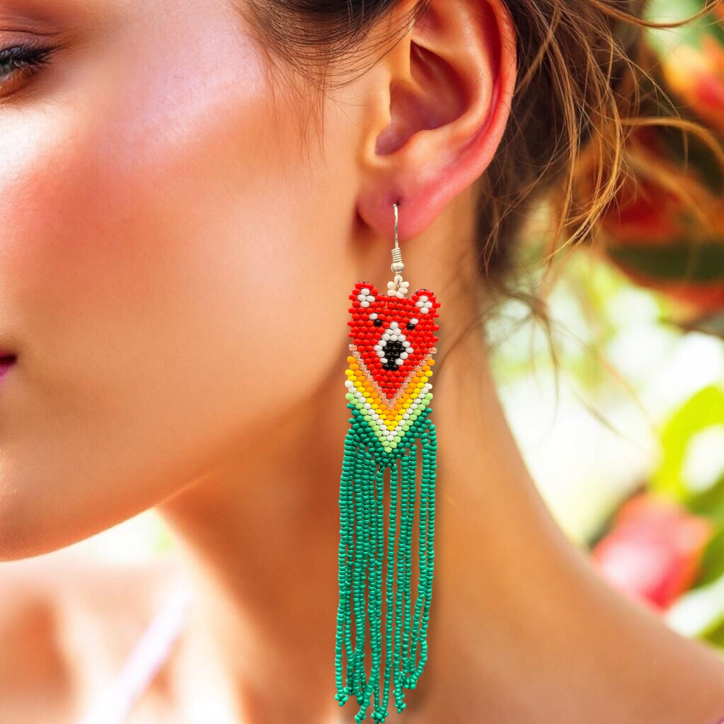 Native Bear Beaded Earrings