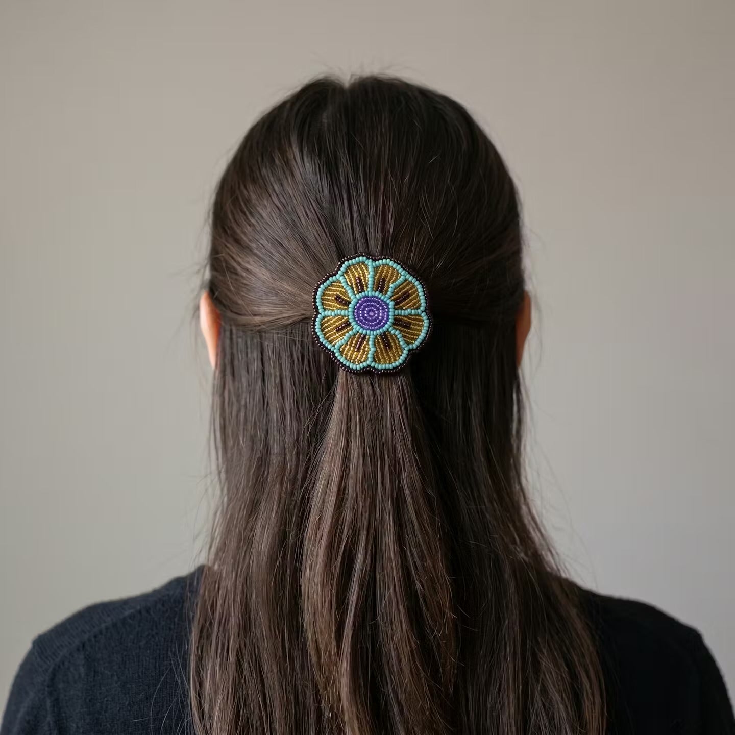 Beaded Flower Barrette