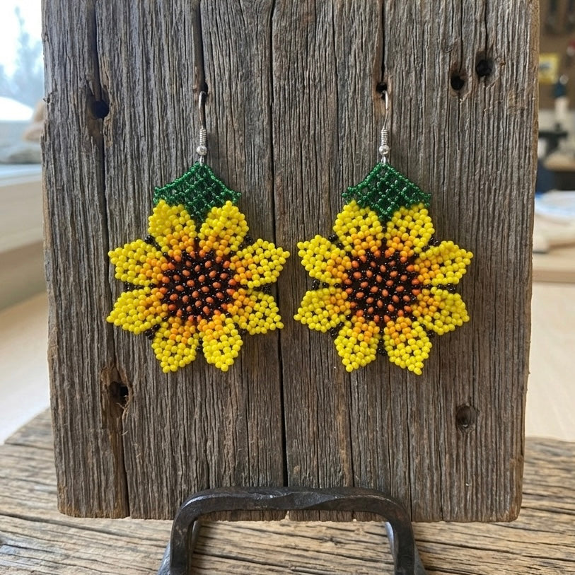 Sunflower Beaded Earrings