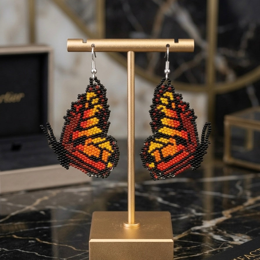Beaded Butterfly Wing Earrings