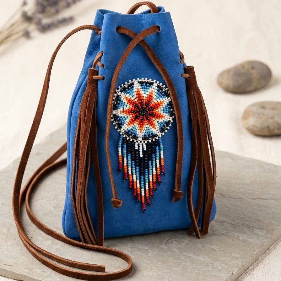 Beaded Suede Phone Pouch