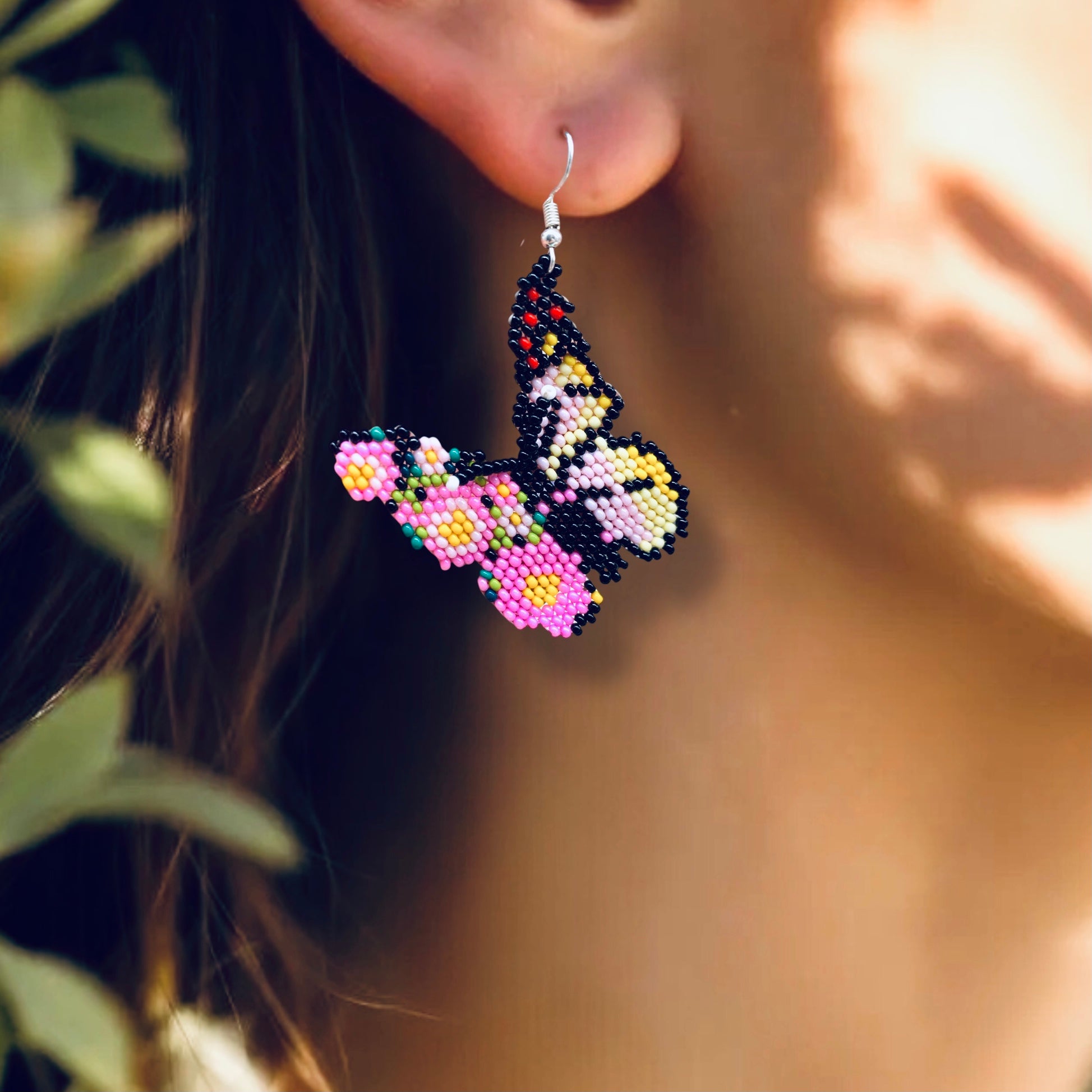 Dancing Butterfly Beaded Earrings