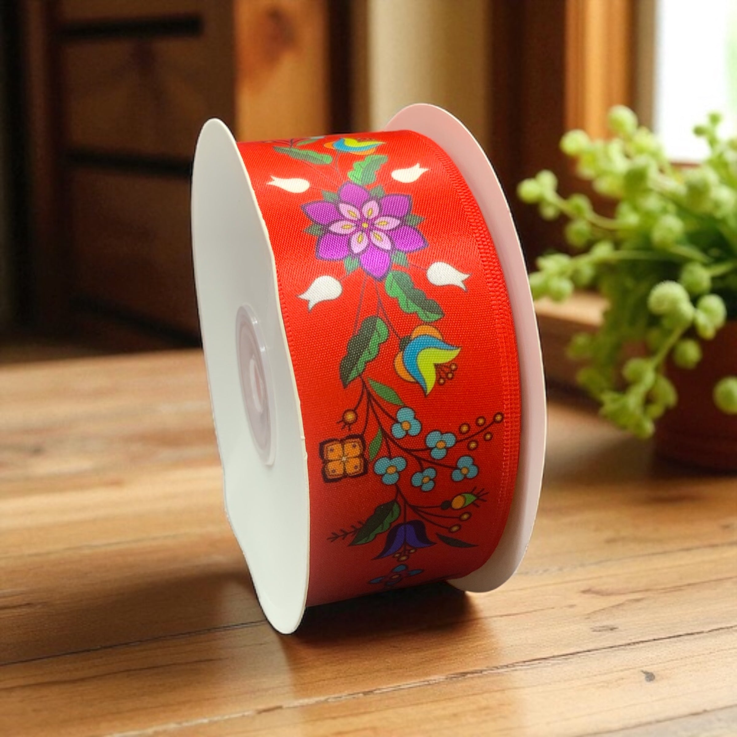 Double Face Floral Ribbon Roll
