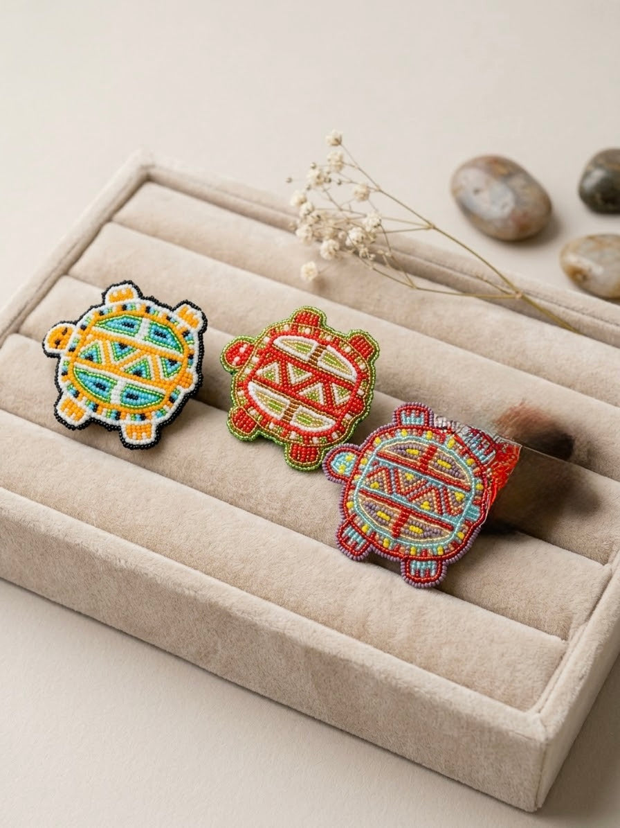 Turtle Beaded Barrettes