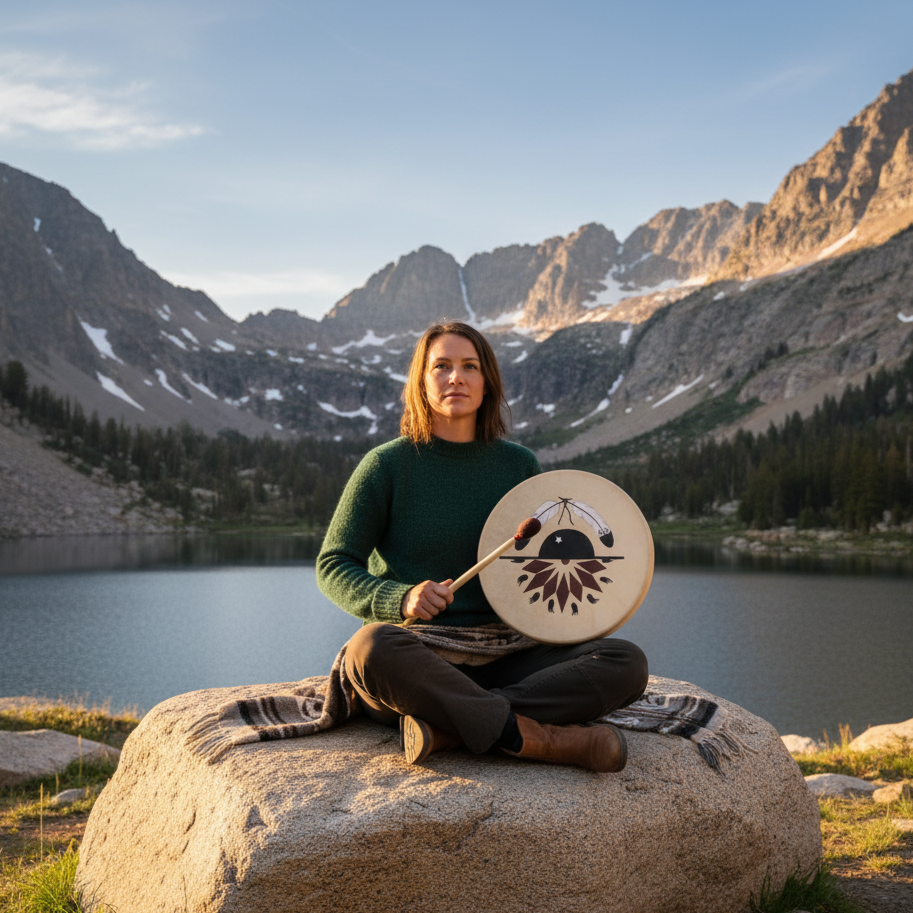 Indigenous Hand Drum – Cowhide Rawhide with Beater