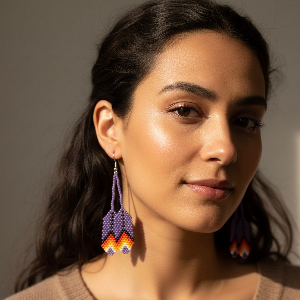 OldTribes™ Beaded Feather Earrings