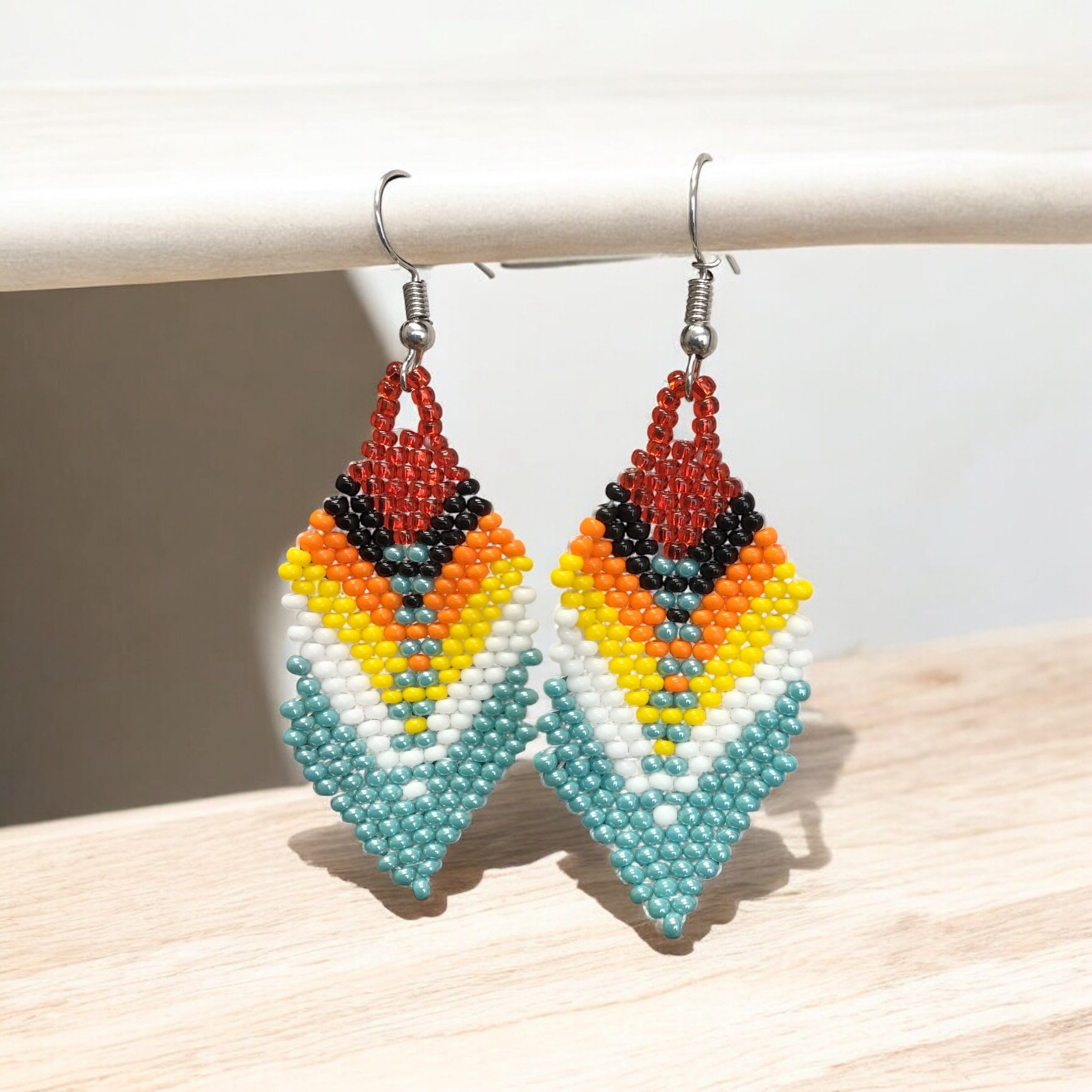 OldTribes™ Beaded Feather Drop Earrings