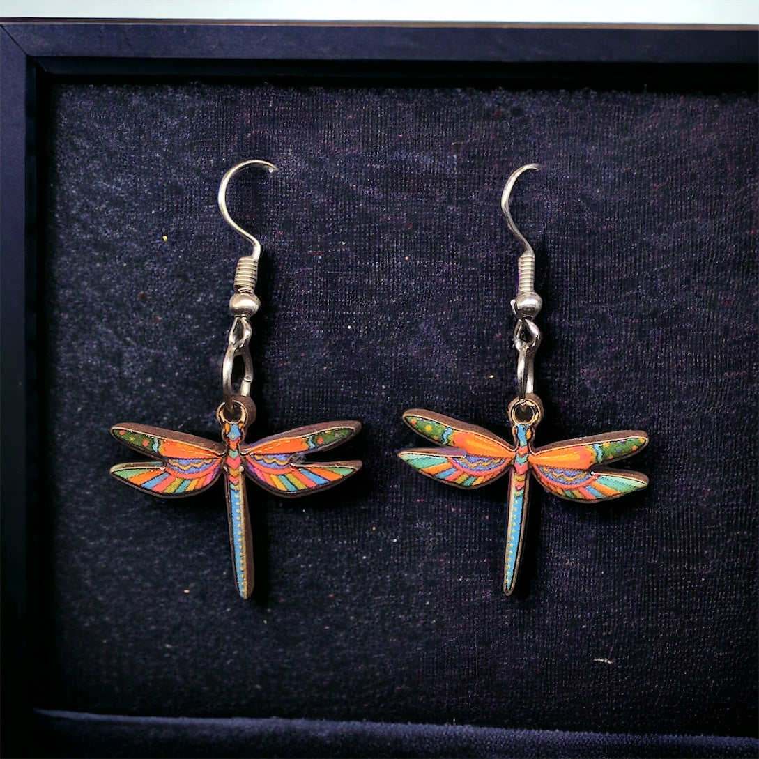 OLDTRIBES™ Painted Dragonfly Wood Earrings