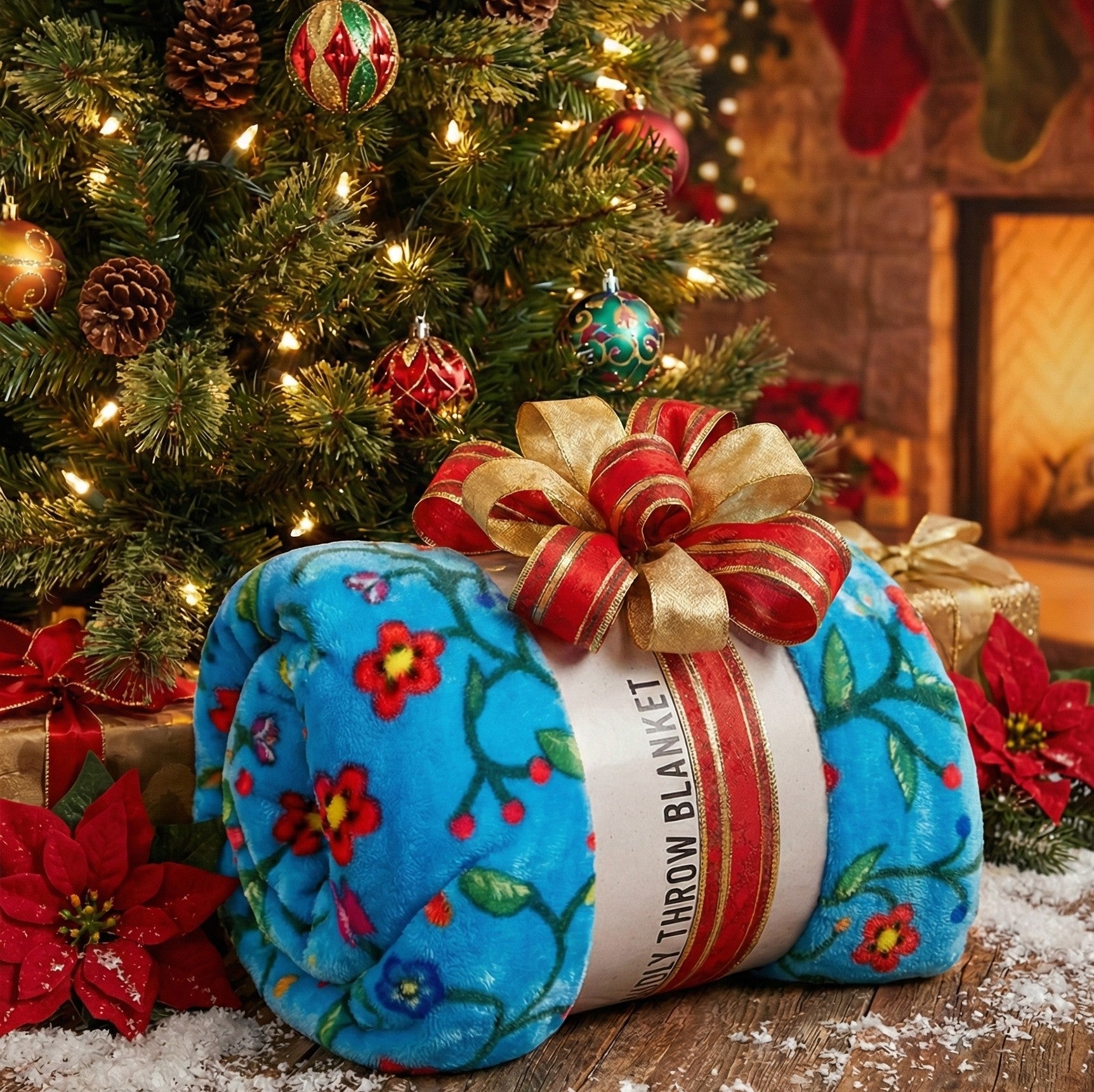 Anishinaabe Enchantment" Floral Plush Throw Blanket