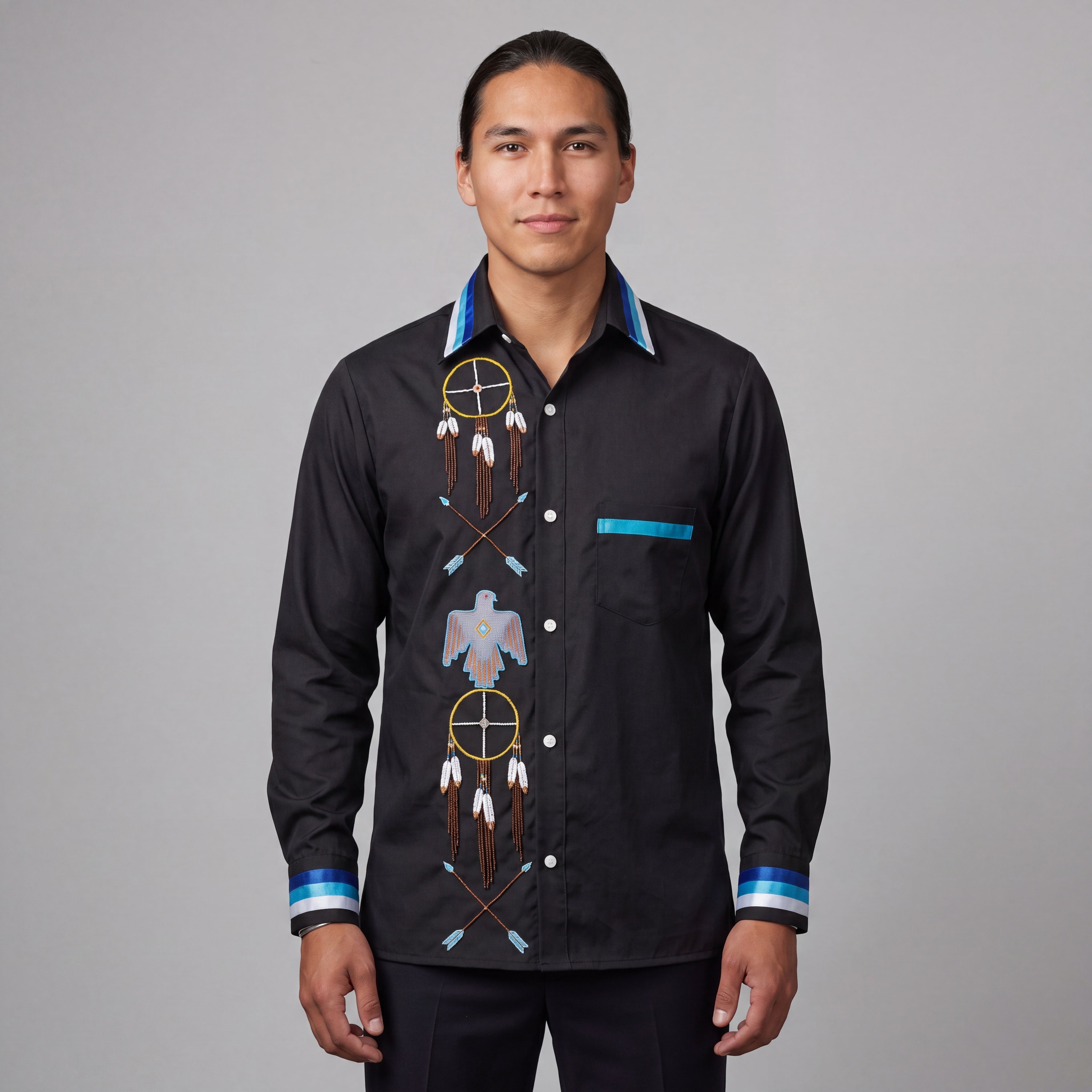 Embroidered Ribbon Shirt (Eagle)