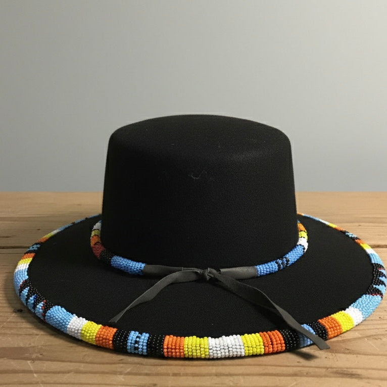 Size- 56 Handmade Beaded Hat(Black)