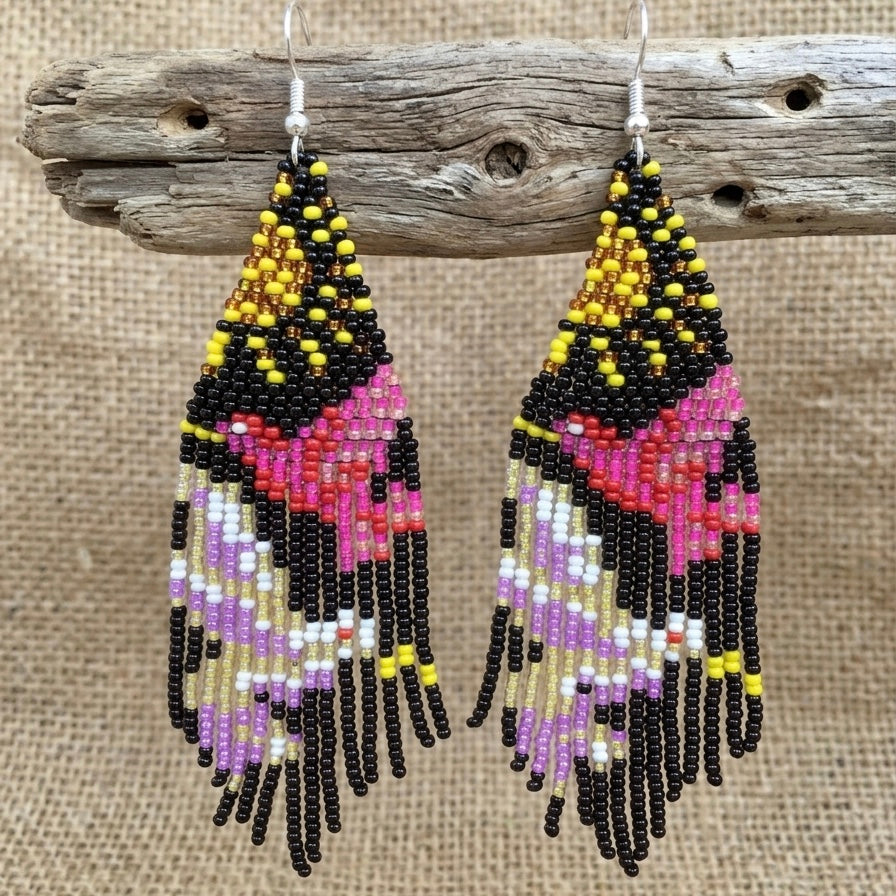 Black Sky Dancer Beaded Earrings