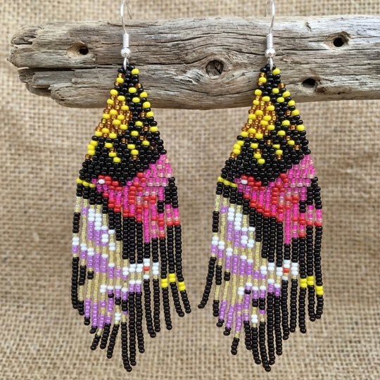 Black Sky Dancer Beaded Earrings