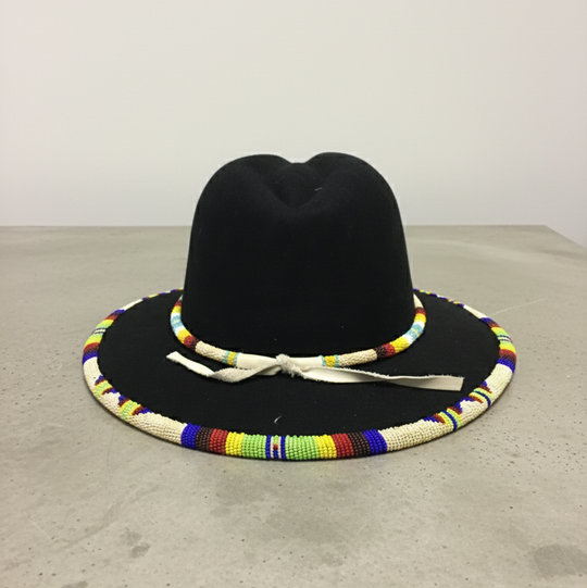Size-57 Handmade Beaded Hat(Black)