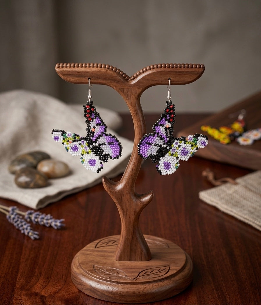 Light blue Dancing Butterfly Beaded Earrings