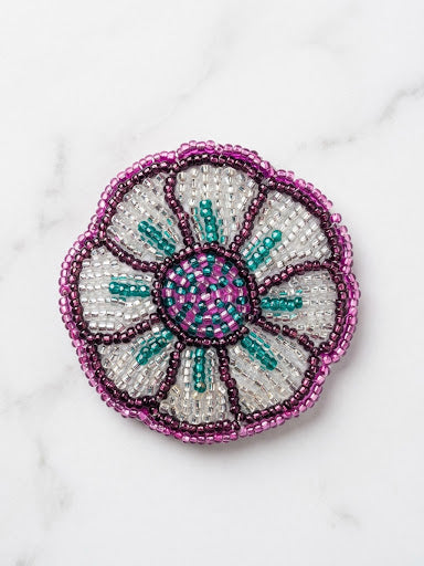 White Beaded Flower Barrette