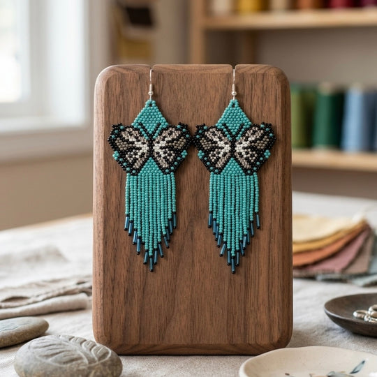 Turquoise Beaded Dancing Wing Earrings