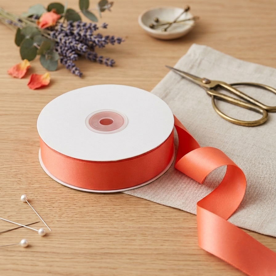 OLDTRIBES 30 Meter Double Face Coral #600 Ribbon Roll