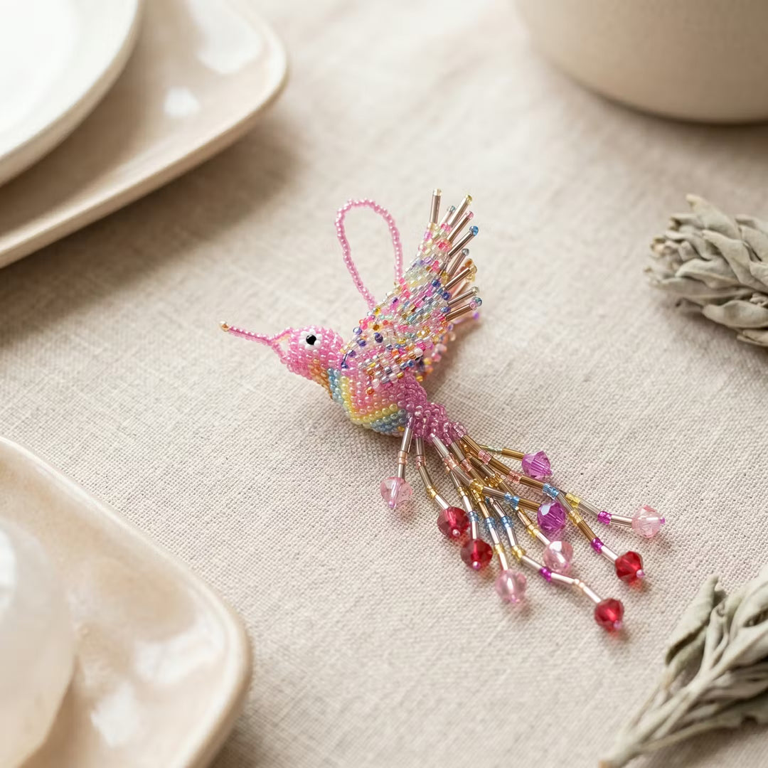 Pink Beaded Humming Bird