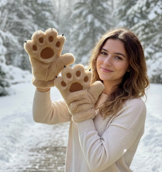 Brow Soft Plush Paw Gloves