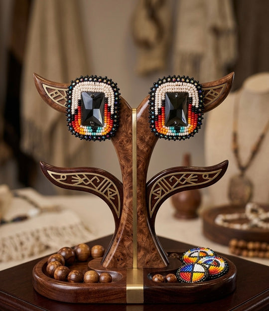 Square Beaded Halo Studs