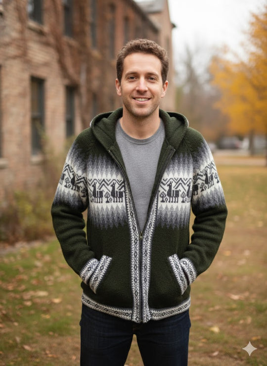 Unisex Light Green Alpaca Sweater