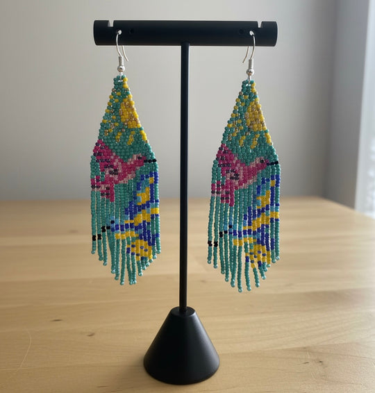 Green Sky Dancer Beaded Earrings