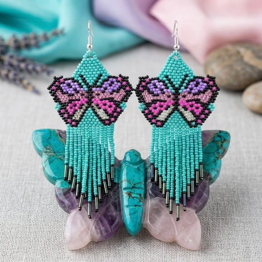 Turquoise Beaded Dancing Wing Earrings