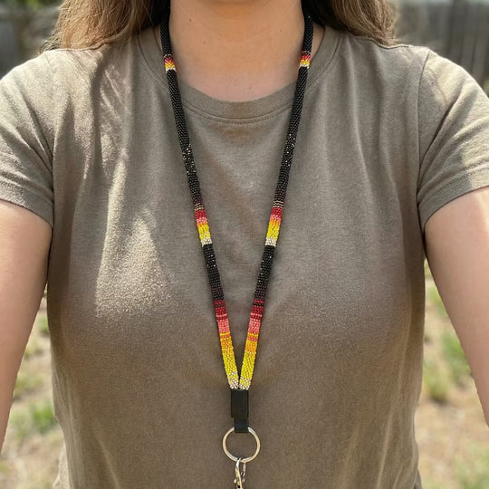 Round Beaded Lanyard(Black)