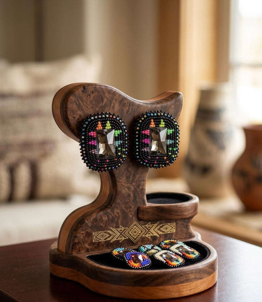 Square Beaded Halo Studs