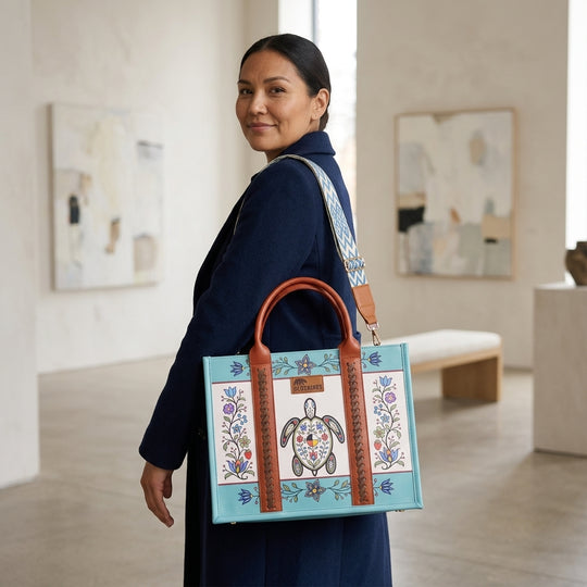 OLDTRIBES™  Leather Handbag (Turquoise Turtle)