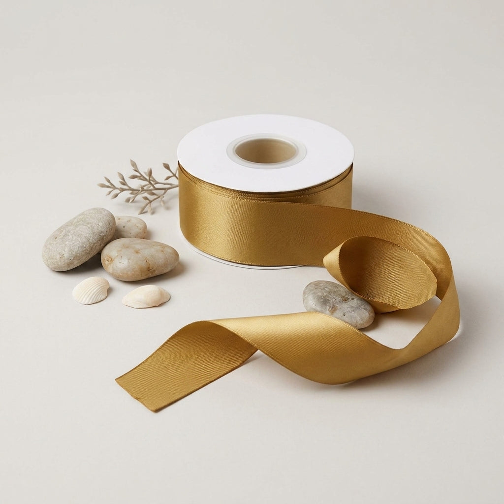 Satin Ribbon Double Face- Antique Gold 