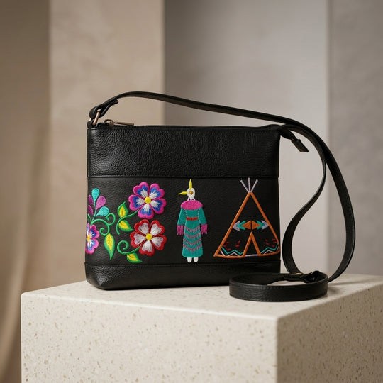 Heritage Tipi Embroidered Leather Crossbody Bag