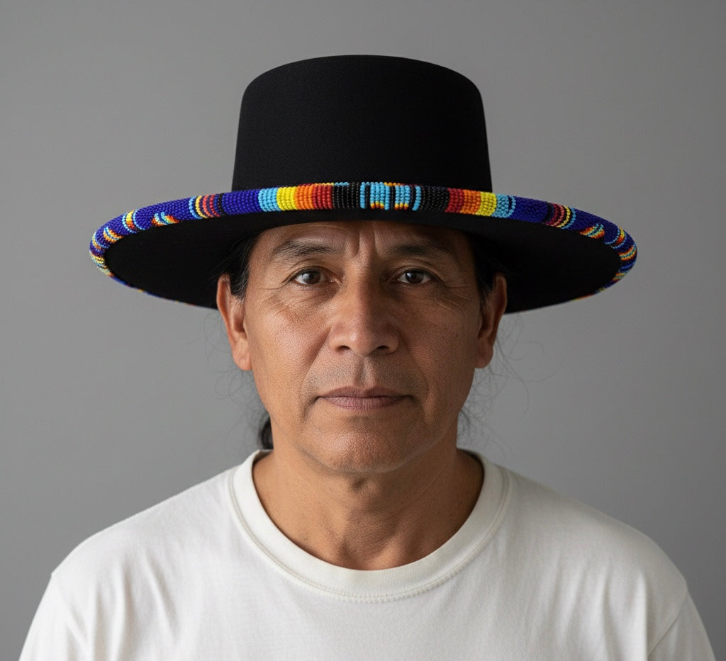 Size-56 Handmade Beaded Hat (DARK BLUE)