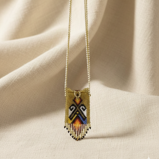 Handcrafted Beaded Medicine Bag- Golden