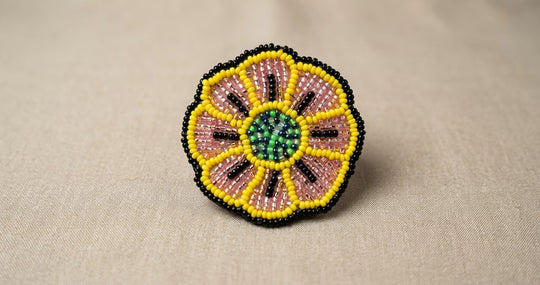 Yellow Beaded Flower Barrette
