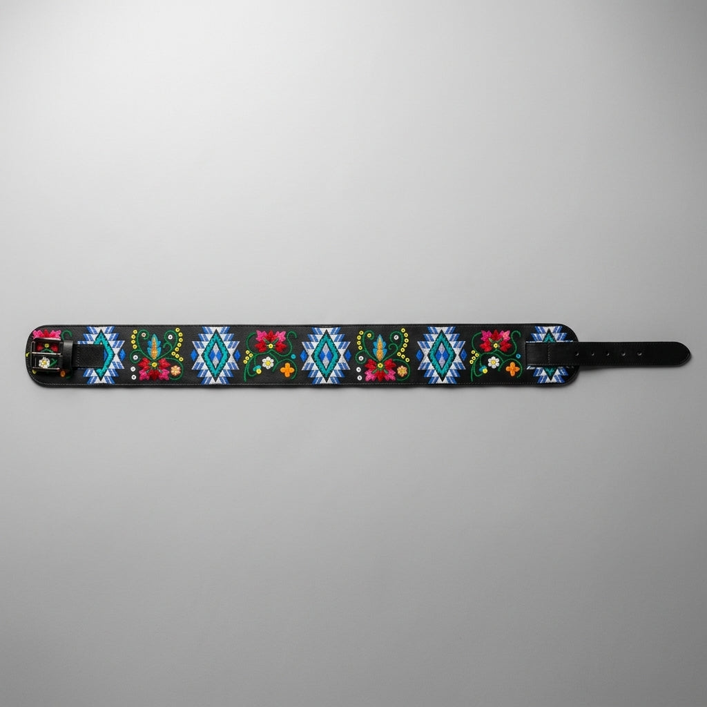 Heritage Leather Regalia  Belt (Blue Floral)