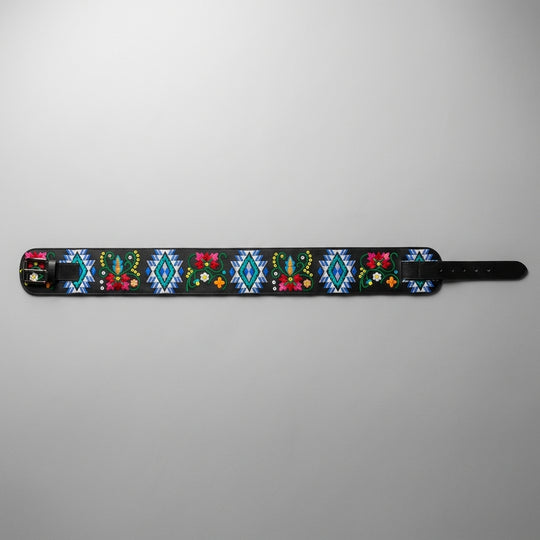 Heritage Leather Regalia  Belt (Blue Floral)