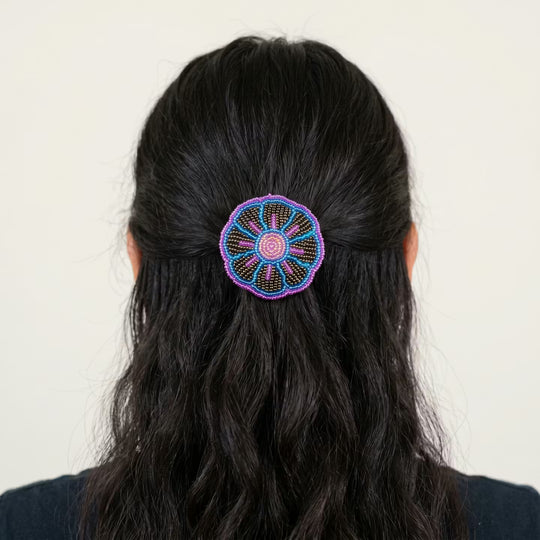 Golden Beaded Flower Barrette