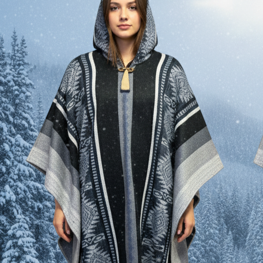 Grey Soft Handmade Wool Ponchos