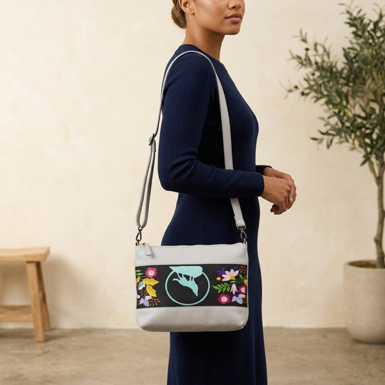 Wolf Embroidered Leather Crossbody Bag